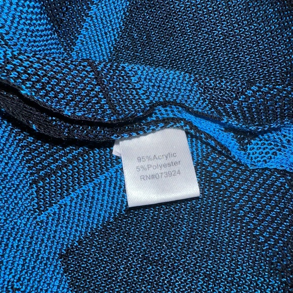 Ming Wang Women's Blue Black Diamond Print Cardigan Sweater Jacket ~Petite Large - Picture 7 of 7